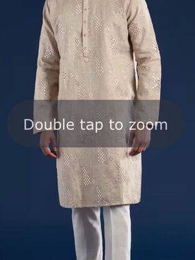 KALKI Fashion Men's Beige Embroidered Kurta (SHIRT + PANTS)